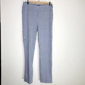 Crosby White Blue Black Houndstooth Knit Stretchy Pants Women's Large L Career